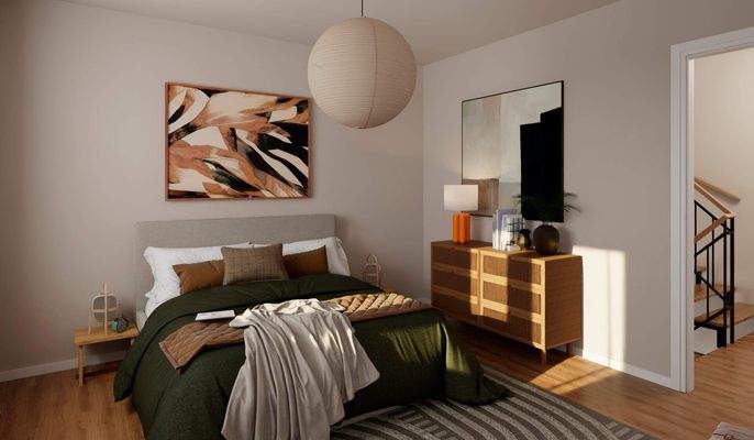 Helles und komfortables Schlafzimmer