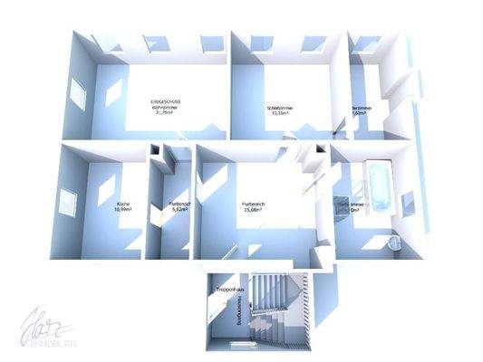 3D-Ansicht Erdgeschoss Hauptgebäude