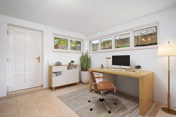 Vielfältig nutzbarer Raum im Untergeschoss mit Gartenzugang