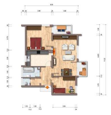Grundriss-Skizze Erdgeschosswohnung