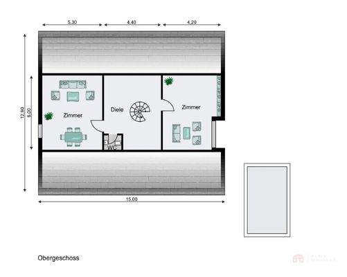 Grundriss: Wohnung 2 - DG