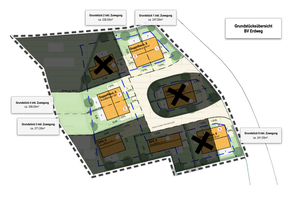 Bauvorhaben Erdweg Grundstücksübersicht
