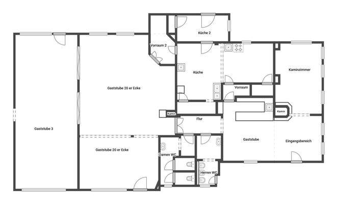 Grundriss Skizze Gastronomie