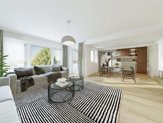 Wohn-/Esszimmer mit Küche (Modernisierungsbeispiel)