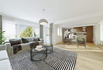 Wohn-/Esszimmer mit Küche (Modernisierungsbeispiel)