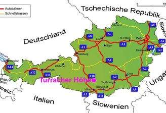Karte Österreich mit Turracher Höhe