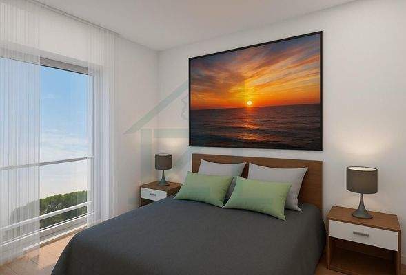 Modern Schlafzimmer mit Sonnenuntergangsdruck (2) - Kopie