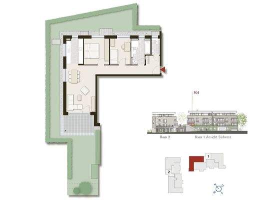 Grundriss mit Garten