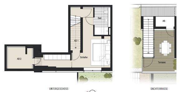 Untergeschoss und Dachterrasse WE 15