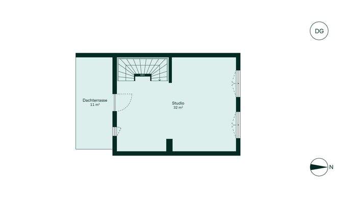 Ausgebautes Dachstudio mit angrenzender Dachterras