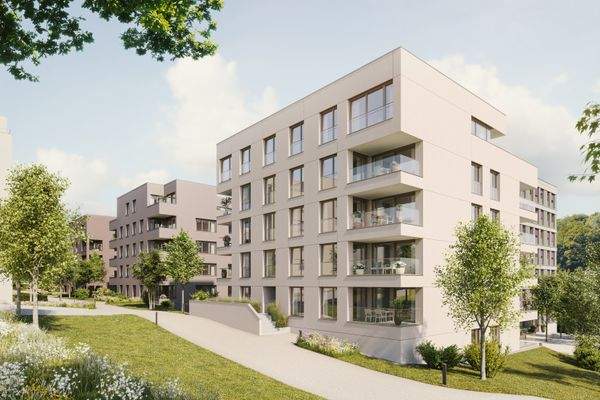 illustrierte Außenansicht Haus B1 und B2