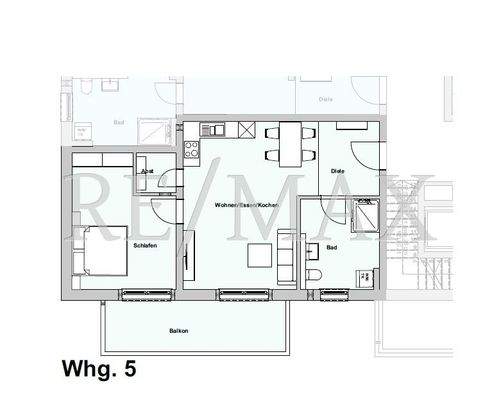 Whg 5 Grundriss 2 Zimmer