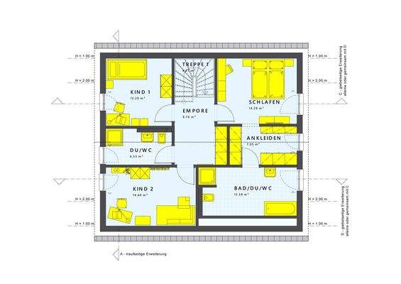 Grundriss Dachgeschoss mit Ankleide
