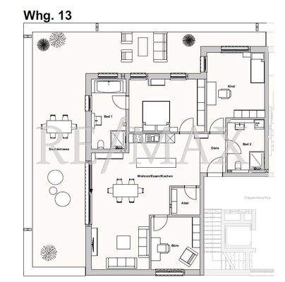 Whg 13 Grundriss Penthouse 4 Zimmer