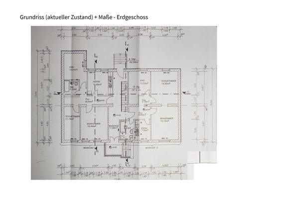 Grundriss - aktueller Zustand + Maße EG