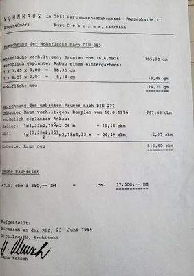Wohnflächenberechnung 1986