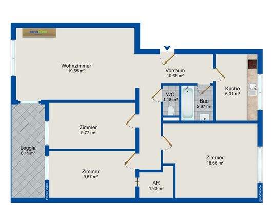 Früherer Grundriss 4-Zimmer