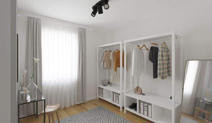 Visualisierung der Ankleide im Einfamilienhaus