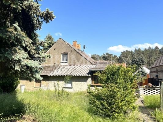 Haus von Gartenseite mit Anbau