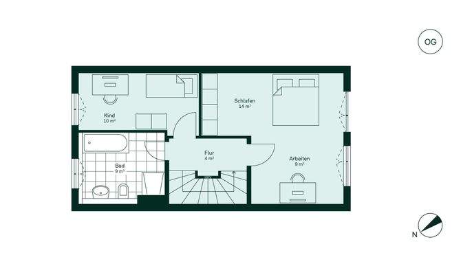 Komfortabler Grundriss im Obergeschoss