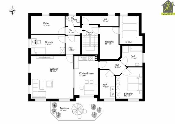 Grundriss Untergeschoss Wohnung 1