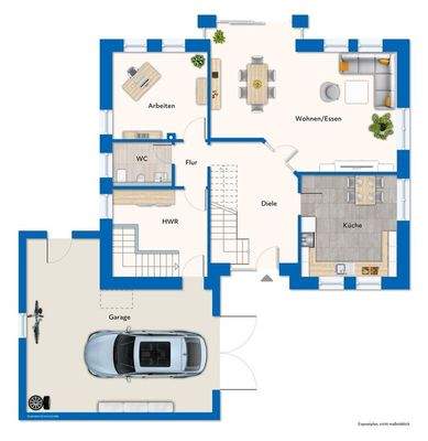 Erdgeschoss mit Mustermöblierung