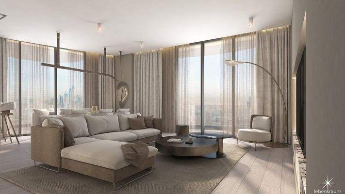 Wohnbeispiel - Wohnzimmer - Dubai - 2 Zimmer Wohnung