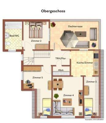 Grundriss OG mit beispielhafter Möblierung