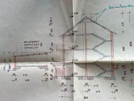 Gebäudeschnitt bemaßt