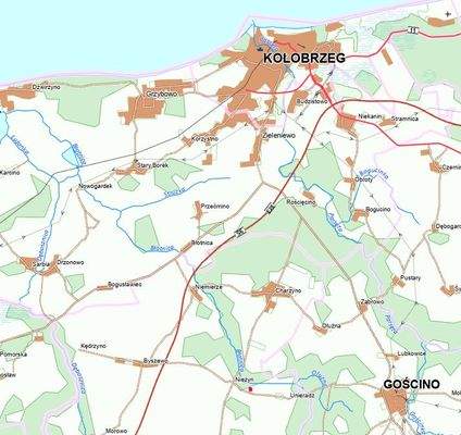 Lageplan Niezyn - Charzyno - Kolobrzeg