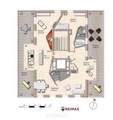 Grundriss mit Möbel