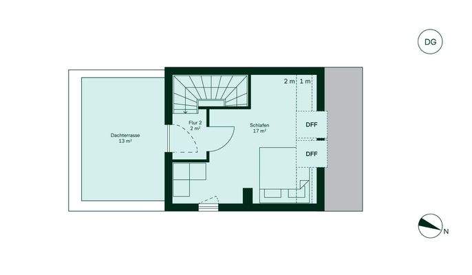 Großzügiges Schlafzimmer mit angrenzender Dachterr