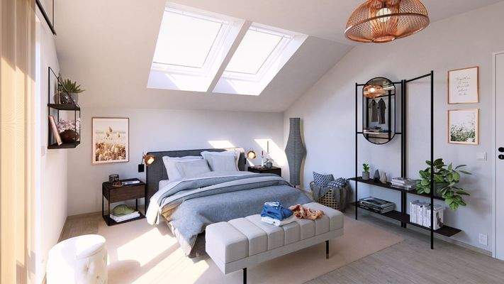 Licht durchflutetes Schlafzimmer