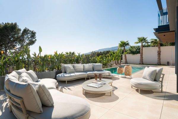 Pool terrace in villa in Portals