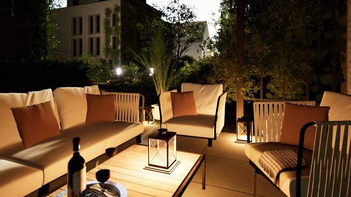 Terrasse mit gemütlicher Abendstimmung