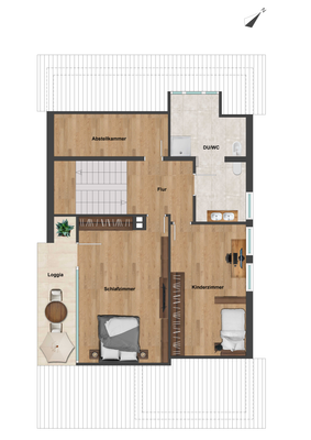 Einrichtungsbeispiel Dachgeschoss