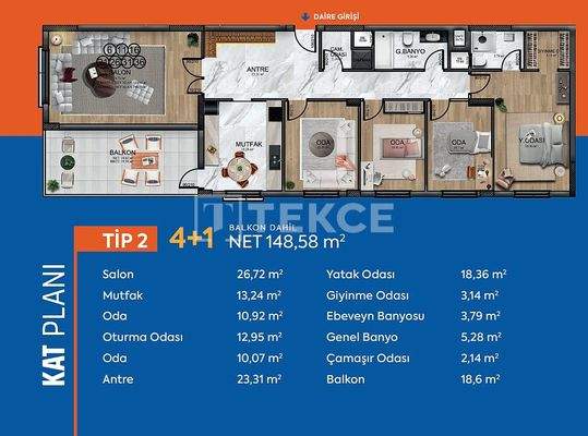 Apartments in a Complex with Security on the Boulevard in Sincan