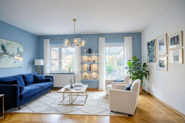 Wohnzimmer digital möbliert