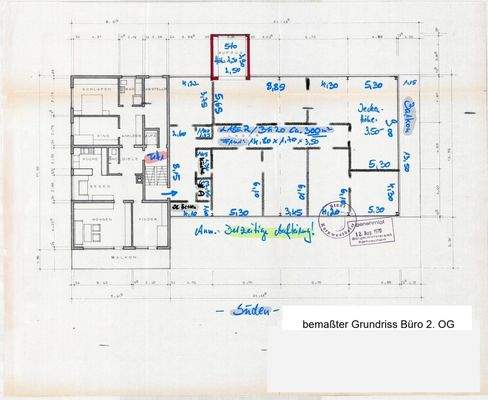 bemaßter Grundriss Büro 2. OG 