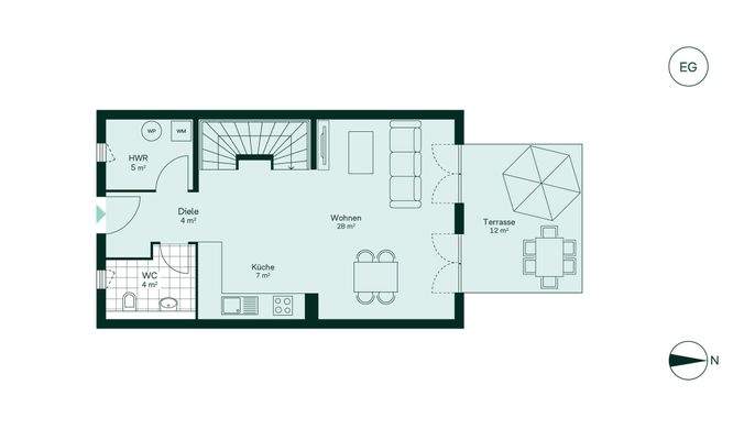 Offener und großzügiger Wohnbereich im Erdgeschoss