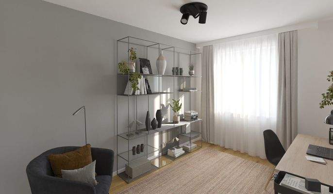 Visualisierung des Arbeitszimmers des Doppelhauses