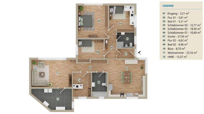 modernisierter Grundriss