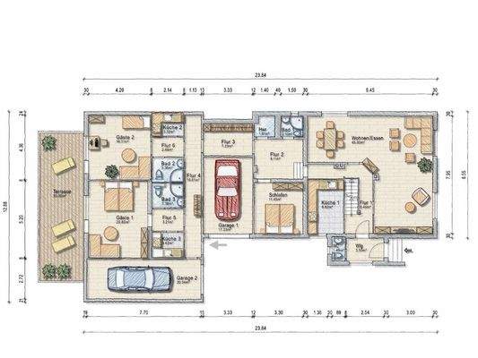 Grundriss Erdgeschoss (nicht maßstäblich)