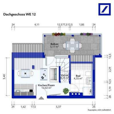 Dachgeschoss WE 12 untere Ebene nach Ausbau