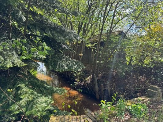 Hühnerstall und Bachlauf