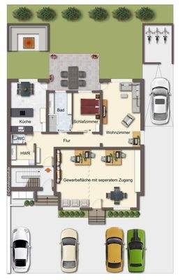 Visualisierung Wohnung und Gewerbe