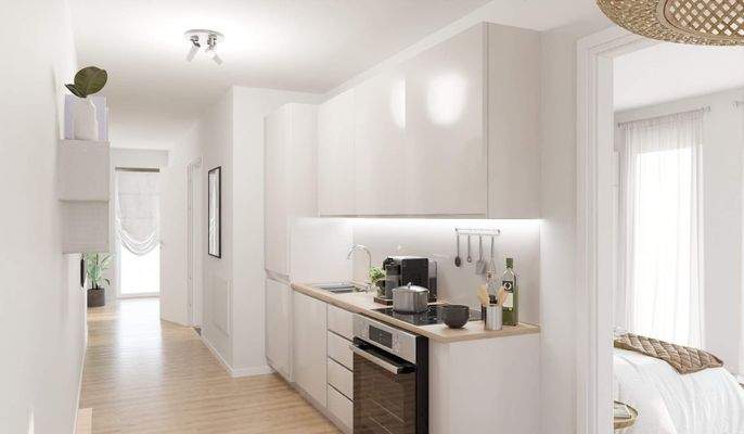 Die offene Wohnküche lädt zum gemeinsamen Kochen ein