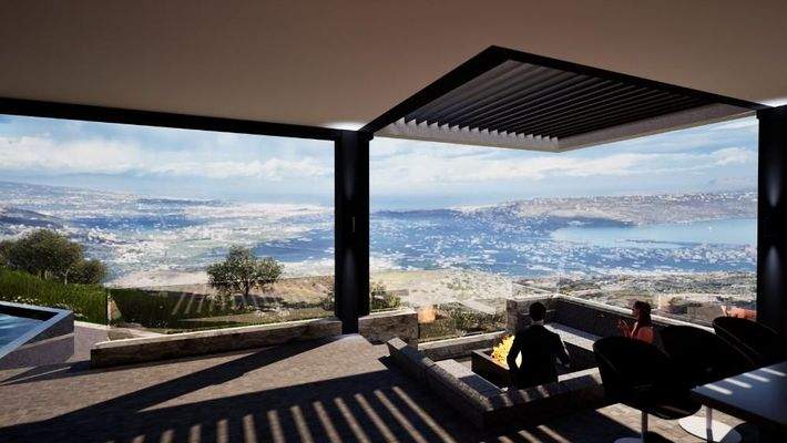 Kreta, Malaxa: Neubau-Projekt! Villa am Hang mit Panoramablick auf die Souda-Bucht zu verkaufen