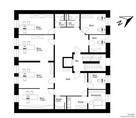 Repräsentativer Grundriss für beide Etagen - ca. Flächenangaben und nicht maßstabsgetreu
