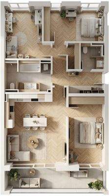 4-Zimmer 3D Grundriss